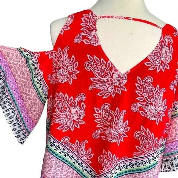 Daniel Rainn DR2 *Nordstrom* Bandana Print Open Shoulder Triangle Top Medium - Picture 8 of 15